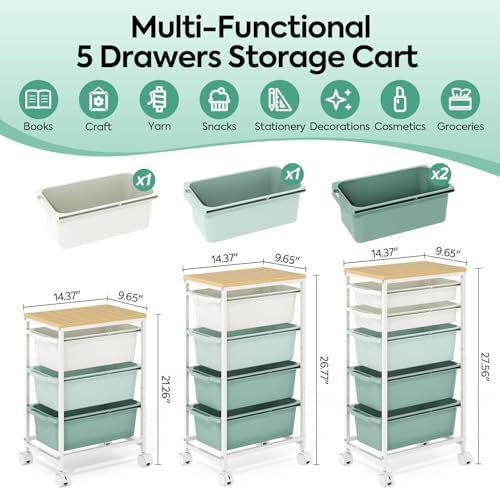 Slim Rolling Cart with 4 Drawers, Metal Utility Storage Cart - Image 2