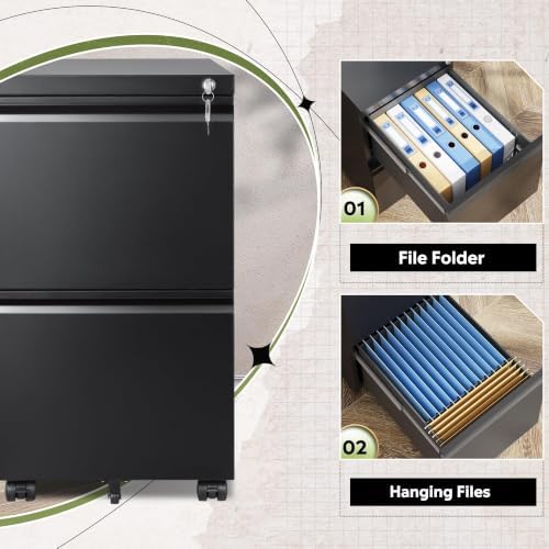 DEVAISE 2 Drawer Mobile File Cabinet, Fully Assembled - Image 4