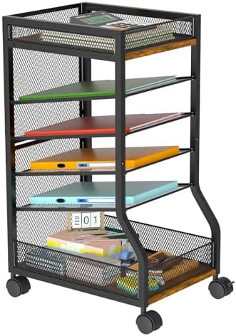 6-Tier Standing File Organizer, Rolling Under Desk Organizer for Office by keomaisyto