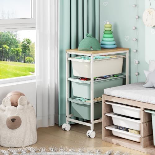 Slim Rolling Cart with 3 Drawers, Metal Utility Storage Cart - Image 5