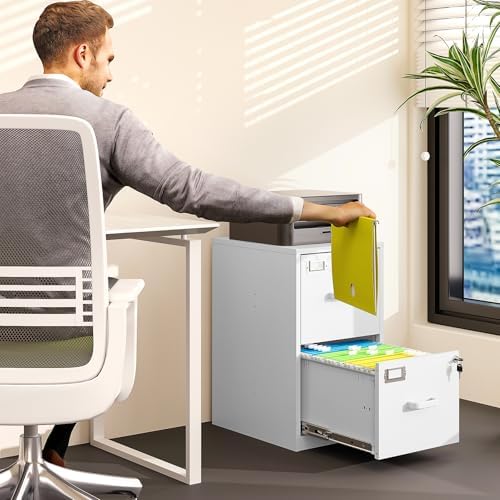 2 Drawer File Cabinet with Lock Vertical Filing Storage Office Home Steel Vertical File Cabinets for Letter Size File Cabinet Locked,Assembly Required - Image 2