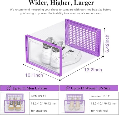 Kuject X-Large Shoe Storage Boxes 12 Pack, Clear Stackable Shoe Organizer - Image 3