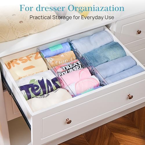 Vtopmart 18 Pack Drawer Dividers for Clothes, 4" High 10.2"-16.5" Adjustable Expandable Dresser Drawer Organizer, Clear Plastic Separators for Dresser, Baby Clothing, Underwear, Cosmetic, Toiletries - Image 4