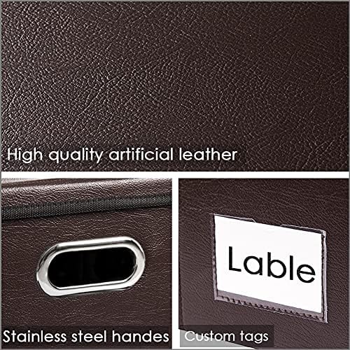 Leather Foldable Storage Boxes with Lids,Closet Storage Bins 24L - Image 4