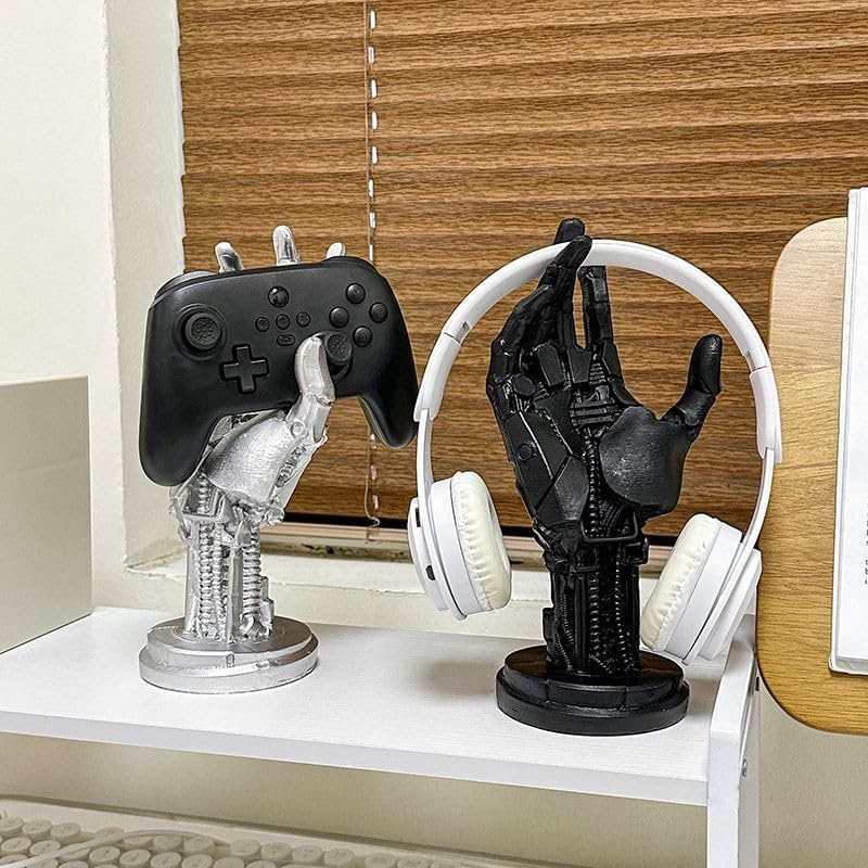 Robot Hand Headphone and Game Controller Holder Stand – Futuristic Cyberpunk Decor Organizer, Mechanical Hand Sci-Fi Display for Gaming Desk Decor, Compatible with Xbox, PS5, PS4, Switch - Image 4
