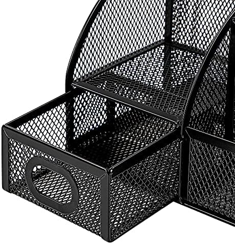 Amazon Basics Mesh Pen Holder and Desktop Desk Organizer, Office Caddy Storage for Writing Utensils, 9.1 x 5.9 x 5.5 inches, Black - Image 4